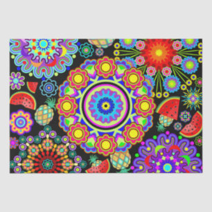 Muster für Mandalas und exotische Früchte Seidenpapier