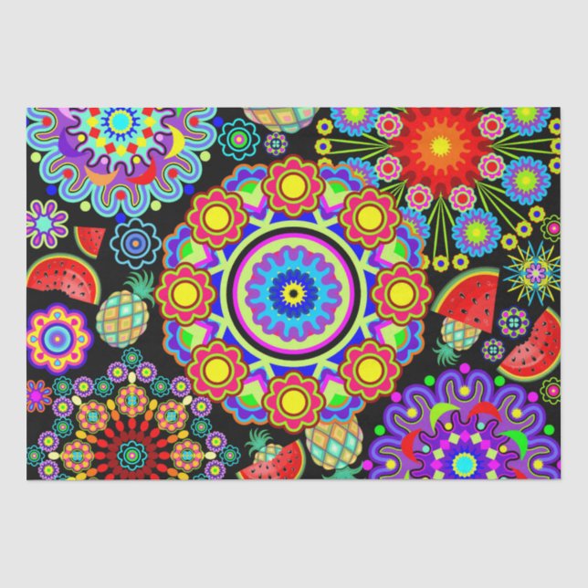Muster für Mandalas und exotische Früchte Seidenpapier (Vorderseite)