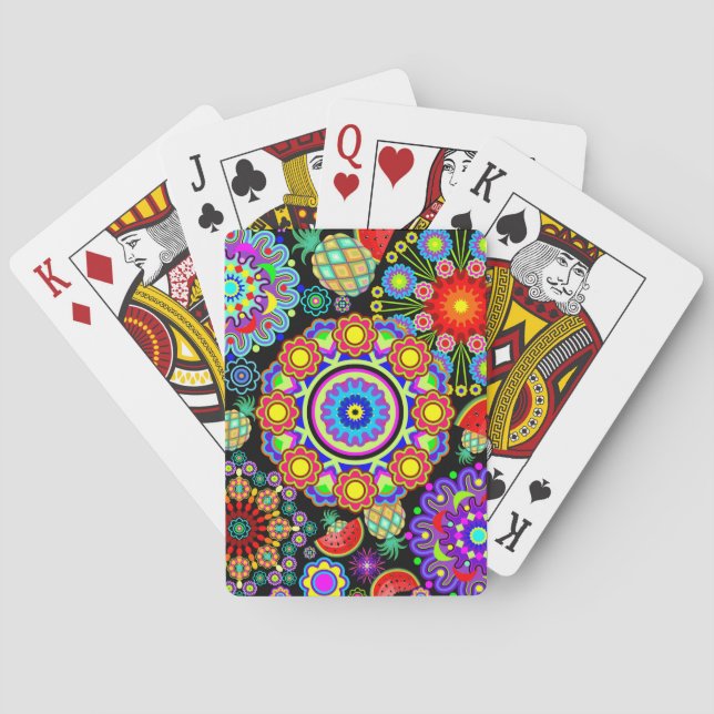 Muster für Mandalas und exotische Früchte Spielkarten (Rückseite)
