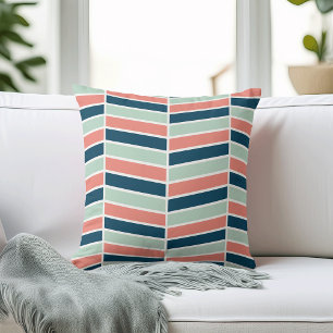 Muster für Marine, Koralle und Aqua Herringbone Kissen