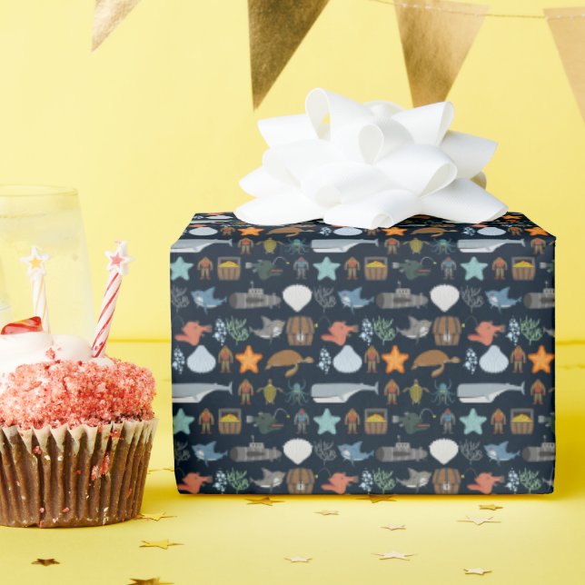 Muster für Meeresbewohner Geschenkpapier (Geburtstagsparty)