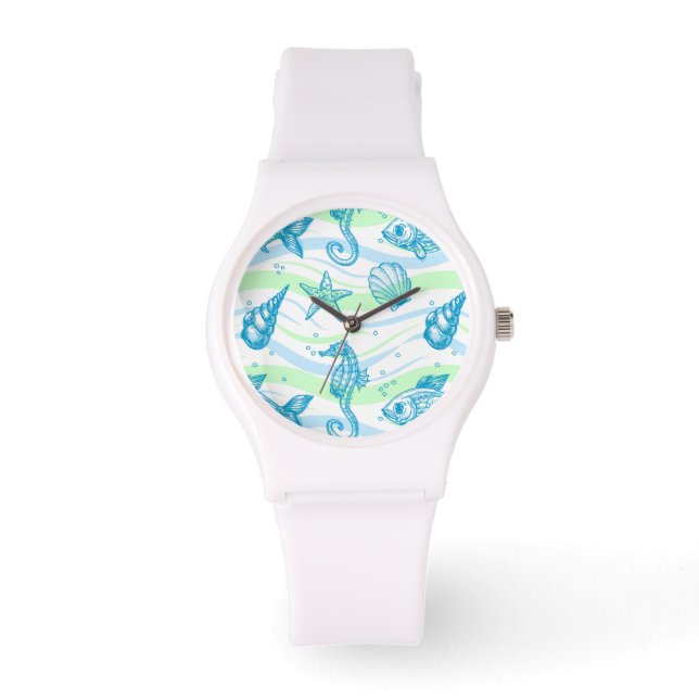 Muster für Meeresskizzen Armbanduhr (Vorderseite)
