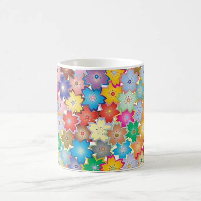 Muster für mehrfarbige Blume Kaffeetasse (Mittel)
