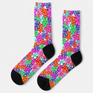 Muster für mehrfarbige Blume Socken