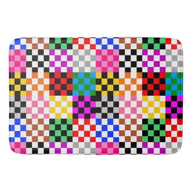 Muster für mehrfarbige Patchwork-Karo Badematte (Vorderseite)