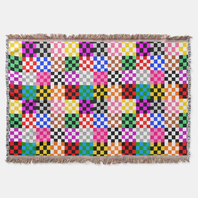 Muster für mehrfarbige Patchwork-Karo Decke (Vorderseite)