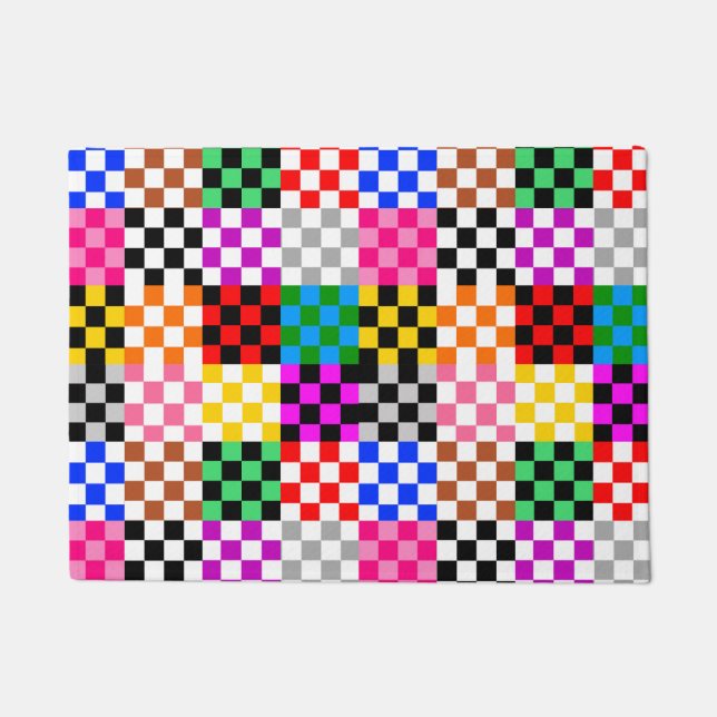 Muster für mehrfarbige Patchwork-Karo Fußmatte (Vorderseite)