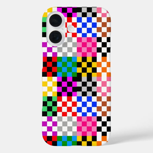 Muster für mehrfarbige Patchwork-Karo iPhone 16 Hülle (Rückseite)