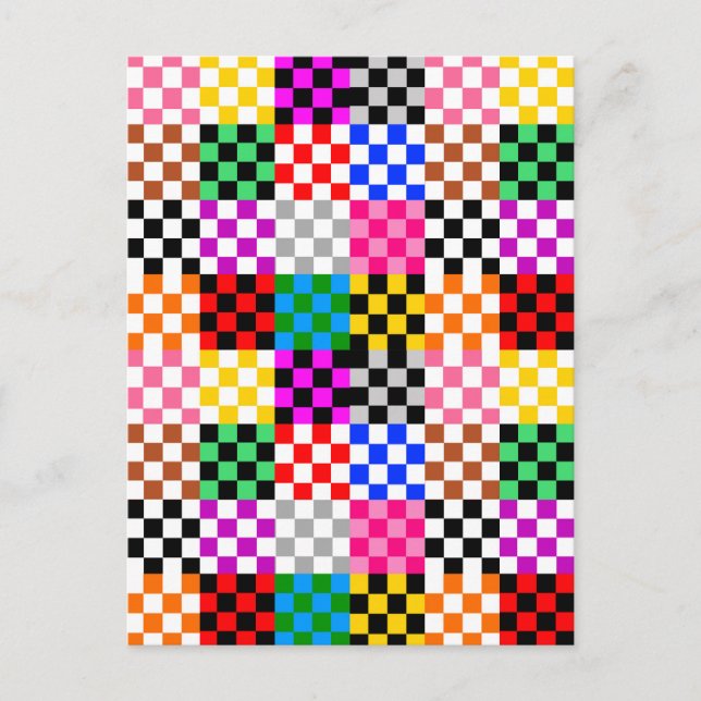 Muster für mehrfarbige Patchwork-Karo Postkarte (Vorderseite)