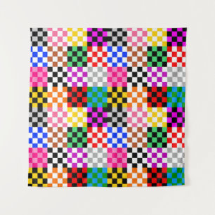 Muster für mehrfarbige Patchwork-Karo Wandteppich