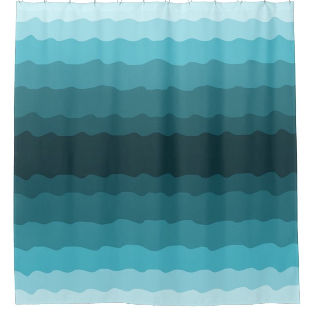 Muster für Minimalistische blaue Ozeanwellen Duschvorhang (Vorderseite)