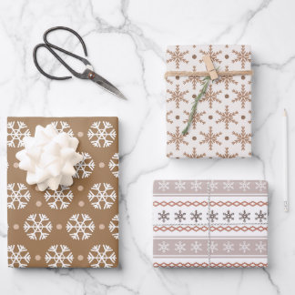 Muster für Minimalistische Schneeflocken Geschenkpapier Set