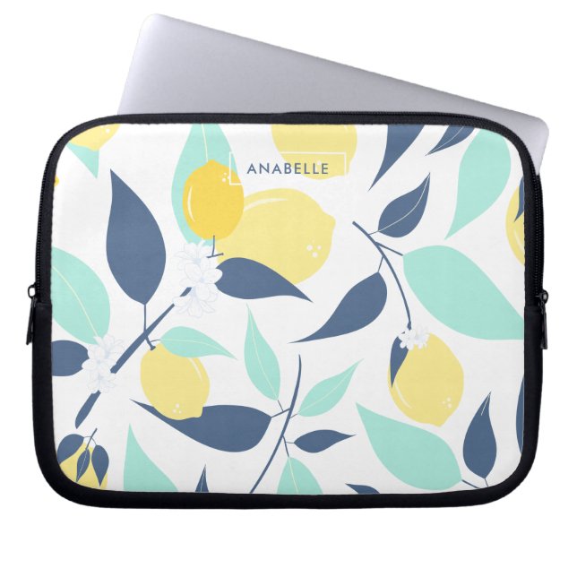 Muster für Minze und Gelbe Lemonen Laptopschutzhülle (Vorderseite)