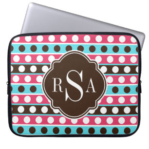 Muster für mit Monogramm Farbpunkte und Streifen Laptopschutzhülle