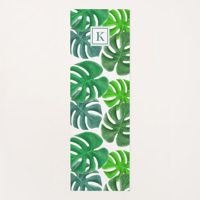 Muster für mit Monogramm tropische Blätter Yogamatte (Vorderseite)