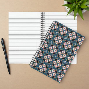 Muster für moderne Chic Geometric Floral Monogram Notizbuch