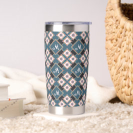 Muster für moderne Chic Geometric Floral Monogram Thermobecher