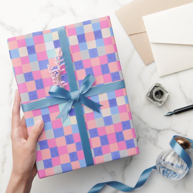 Muster für moderne, farbenfrohe geometrische Quadr Geschenkpapier (Schenken)