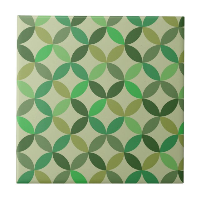 Muster für moderne geometrische grüne Kreise Mitte Fliese (Vorderseite)