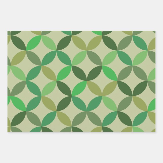 Muster für moderne geometrische grüne Kreise Mitte Geschenkpapier Set (Vorderseite)