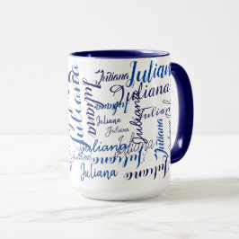 Muster für moderne handgeschriebene Namen in blau Tasse