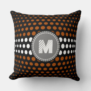Muster für Monogram-braune und weiße Polka-Punkte Kissen