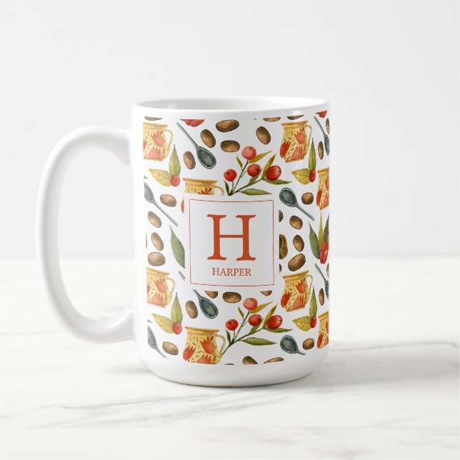 Muster für Monogram Coffee Beans Kaffeetasse (Links)