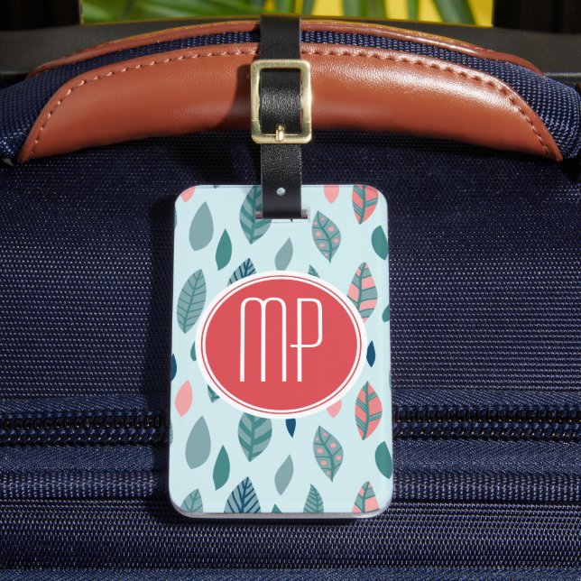 Muster für Monogram Girly Whimsical Blätter Gepäckanhänger (Vorderseite Insitu 2)