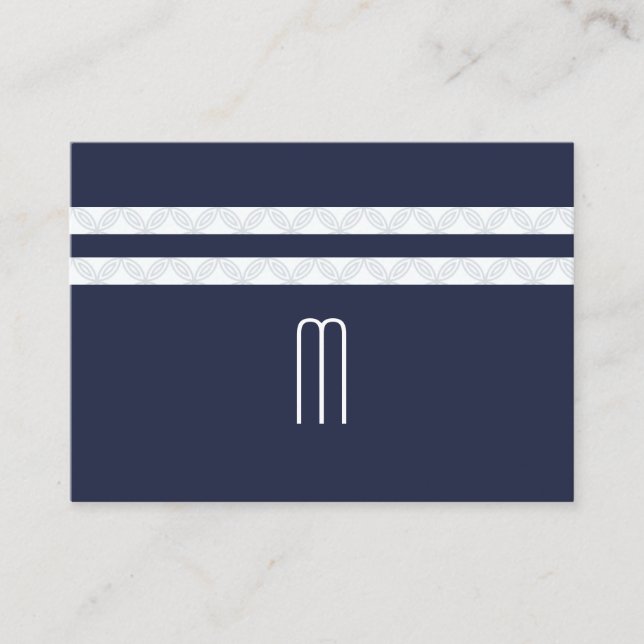 Muster für Monogramm Blau/Blumenmuster Visitenkarte (Vorderseite)