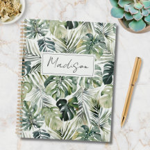 Muster für monogramm Watercolor Green Tropical Blä