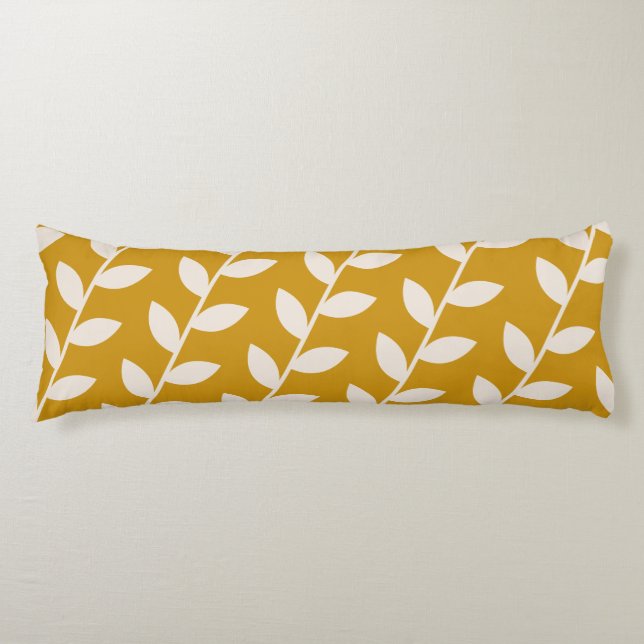 Muster für Mustard Retro Leaf Seitenschläferkissen (Vorderseite)