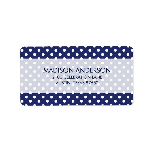 Muster für Navy-Blue-Polka-Punkte Adressaufkleber (Vorne)