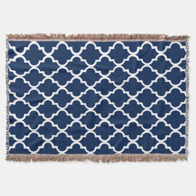 Muster für Navy Blue Quatrefoil Decke (Vorderseite)