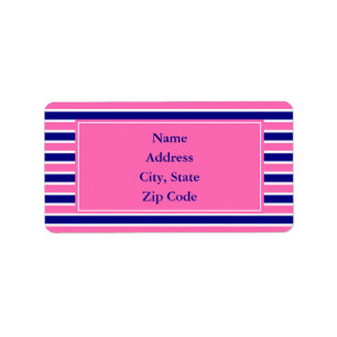 Muster für Navy Blue und Hot Pink Streifen Adressaufkleber
