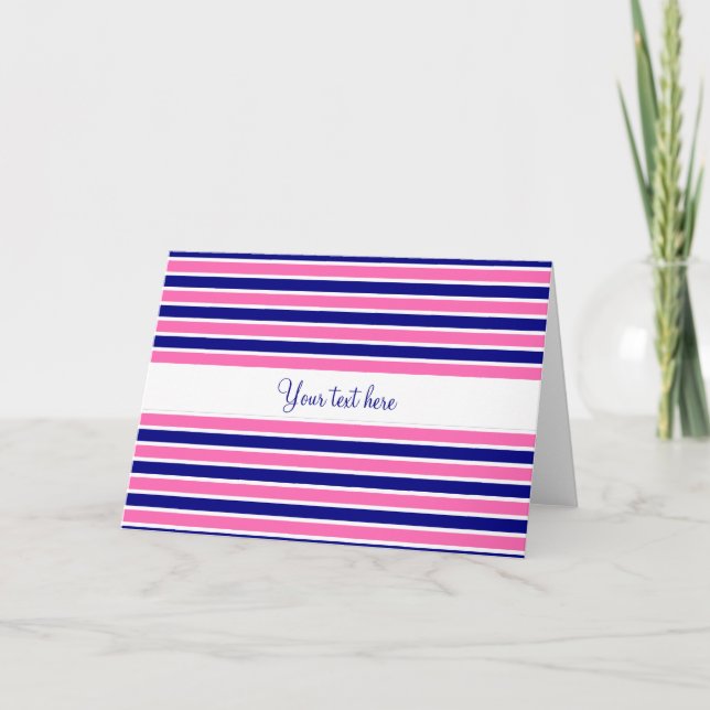 Muster für Navy Blue und Hot Pink Streifen Karte (Vorderseite)