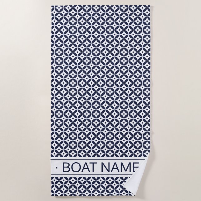 Muster für Navy Blue & White Geometric Circles Strandtuch (Vorderseite)