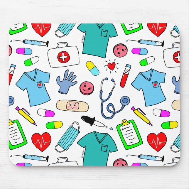 Muster für niedliche ärztliche Krankenpflege Mousepad (Vorne)