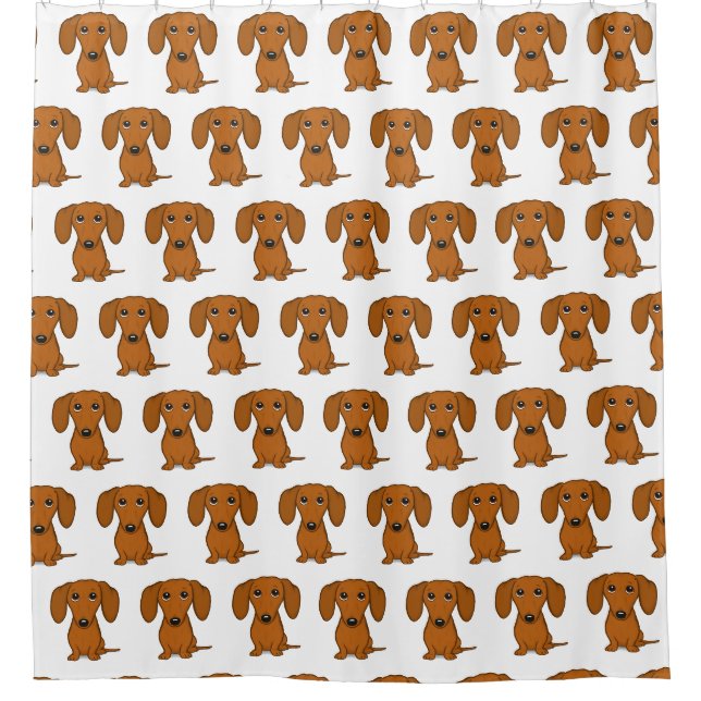 Muster für niedliche Dackeln | Dackel Hund Lover's Duschvorhang (Vorderseite)