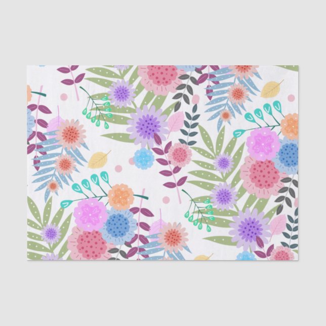 Muster für niedliche Girly Pastel-Blume und Blätte Seidenpapier (Vorderseite)