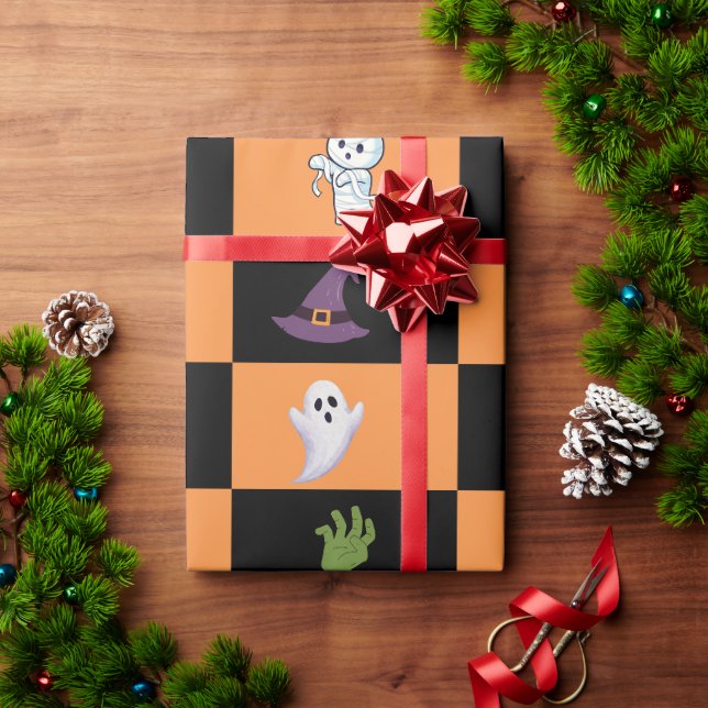 Muster für niedliche Halloween-Zeichen Geschenkpapier (Feiertagsgeschenk)