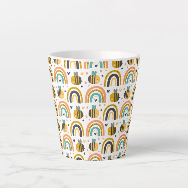 Muster für niedliche Hummeln und Regenbogen Milchtasse (Vorderseite)