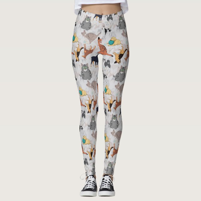Muster für niedliche Hunde und Katzen Leggings (Vorderseite)