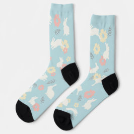 Muster für niedliche Kaninchen-Blume Socken