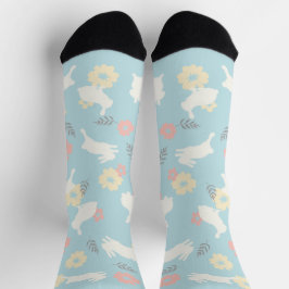 Muster für niedliche Kaninchen-Blume Socken