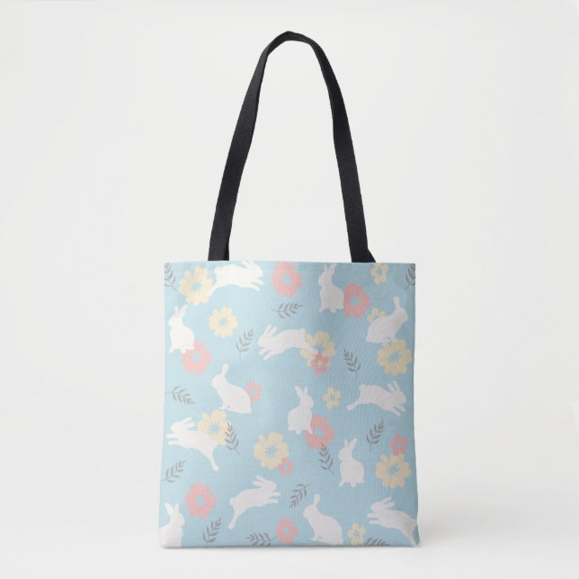 Muster für niedliche Kaninchen-Blume Tasche (Vorderseite)