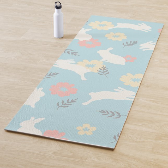 Muster für niedliche Kaninchen-Blume Yogamatte (Beispiel)