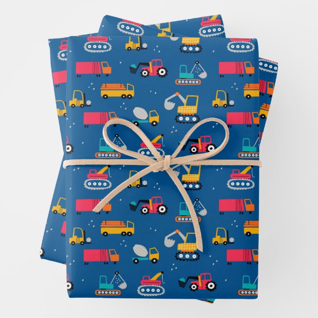 Muster für niedliche Konstruktionsbewegungen Geschenkpapier Set (Beispiel)