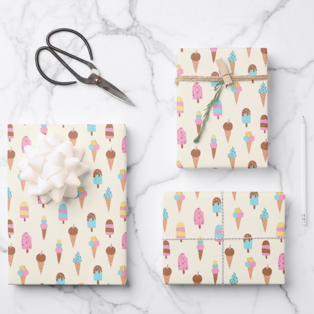 Muster für niedliche Pastelleis-Süßigkeiten Geschenkpapier Set (Vorderseite)