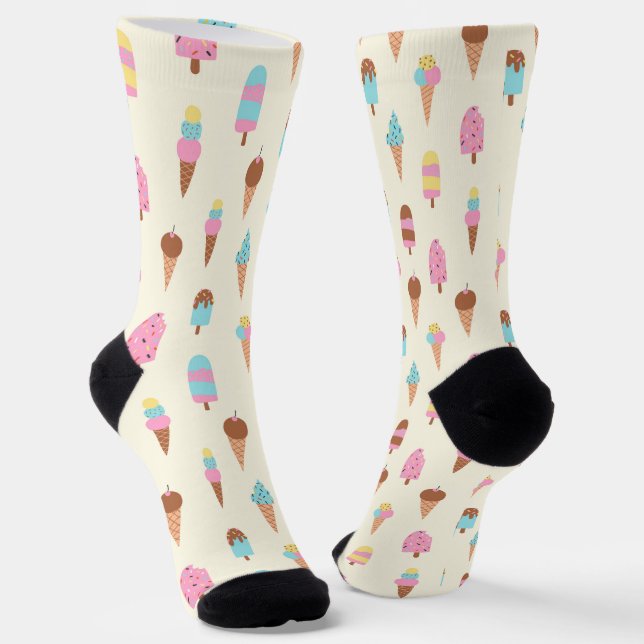 Muster für niedliche Pastelleis-Süßigkeiten Socken (Gewinkelt)