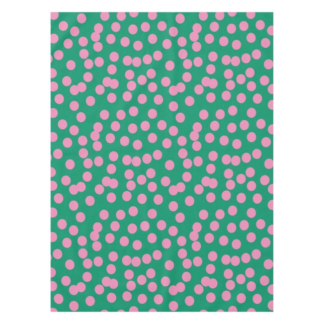 Muster für niedliche rosa und grüne Punkte und Pun Tischdecke (Vorderseite)